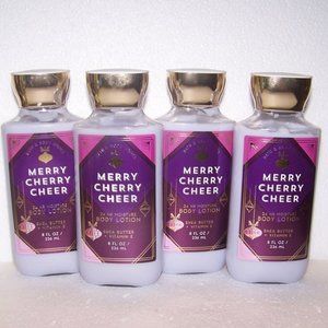 Bath & Body Works Merry Cherry Cheer  Shea Butter & Vitamin E Lotion - 4 Pack